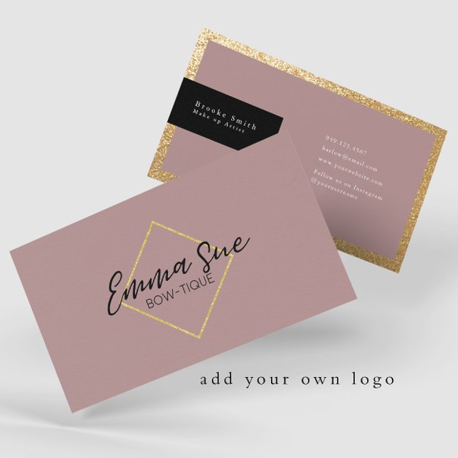 Mauve Gold Elegant Luxury Add Your Logo  Business Card (Creator Uploaded)