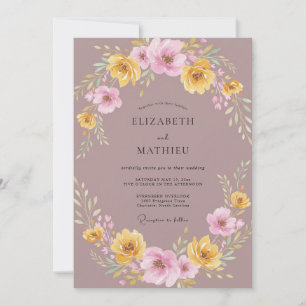Mauve Golden Peony Wedding Invitation