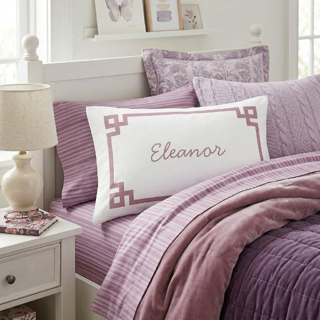 Mauve Greek Key Monogram Standard Pillow Case (Creator Uploaded)