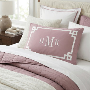 Mauve Greek Key Monogram Standard Pillow Case