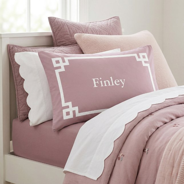 Mauve Greek Key Monogram Standard Pillow Case (Creator Uploaded)