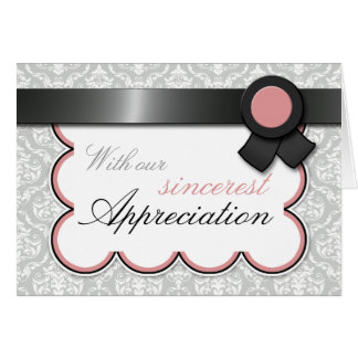 Mauve & Grey Damask Elegant Thank You Cards