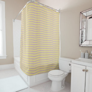 Mauve grey uneven stripes on beige. shower curtain