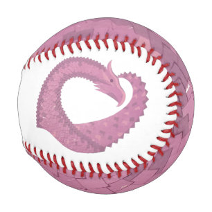 Mauve heart dragon on white baseball