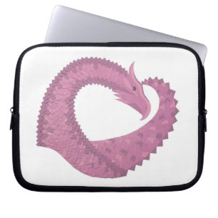 Mauve heart dragon on white laptop sleeve