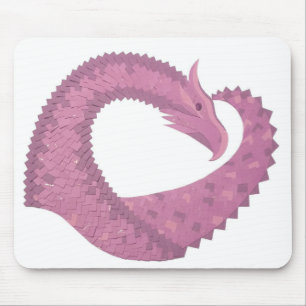 Mauve heart dragon on white mouse pad