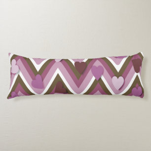 Mauve Hearts And Cheverons Body Cushion
