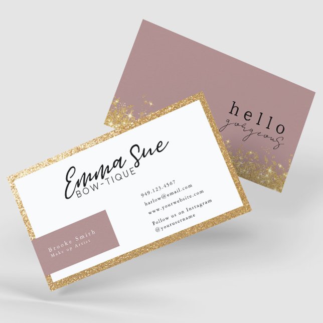 Mauve Hello Gorgeous Elegant Luxury Add Your Logo Business Card (Creator Uploaded)