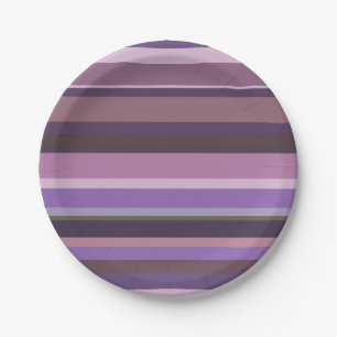 Mauve horizontal stripes paper plate