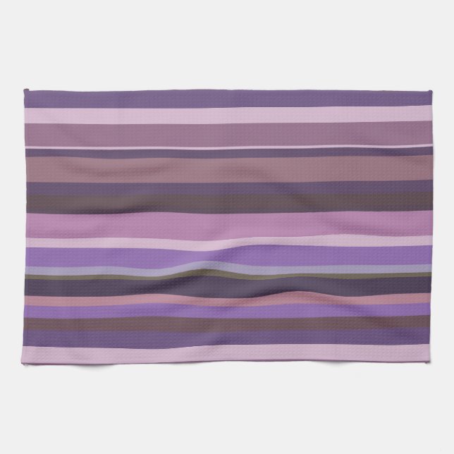 Mauve horizontal stripes tea towel (Horizontal)