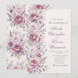 Mauve & Lavender Floral Wedding Invitation