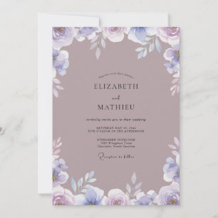 Mauve Lavender Watercolor Wedding Invitation
