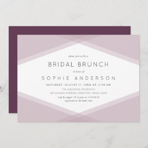Mauve Layered Geometric Dark Purple Bridal Brunch Invitation