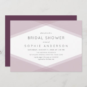 Mauve Layered Geometric Dark Purple Bridal Shower Invitation