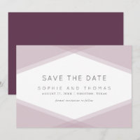 Mauve Layered Geometric Dark Purple Save the Date