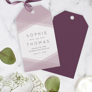 Mauve Layered Geometric & Dark Purple Wedding Gift Tags