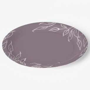 Mauve Leaf Motif Thanksgiving Party Paper Plate