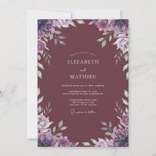 Mauve Lilac Watercolor Wedding Invitation