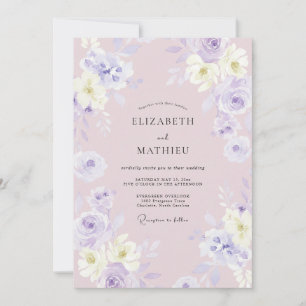 Mauve Luminous Botanical Spring Wedding Invitation