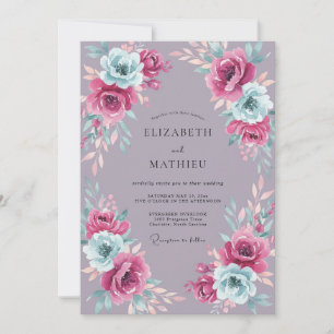 Mauve Luscious Springtime Wedding Invitation