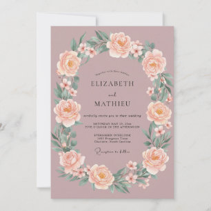 Mauve Lush Spring Wedding Invitation