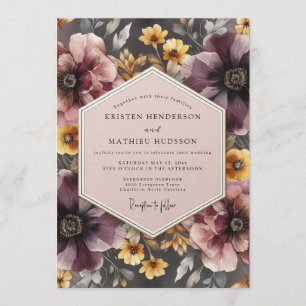 Mauve & Marigold Somber Wedding Invitation