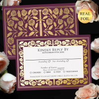 Mauve Mediaeval Gold Sword Royal Wedding RSVP