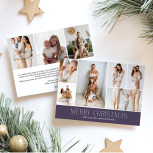 MAUVE Merry Christmas Elegant 9 Collage Photo  Holiday Card