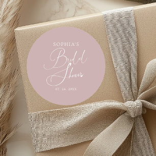 Mauve Minimalist Calligraphy Bridal Shower Classic Round Sticker