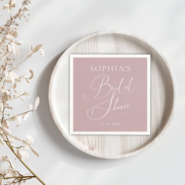 Mauve Minimalist Elegant  Bridal Shower Napkin (Creator Uploaded)