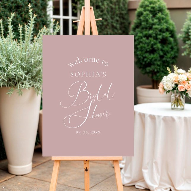 Mauve Minimalist Elegant Bridal Shower Welcome  Poster (Creator Uploaded)