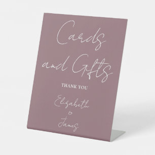 Mauve Minimalist Script Cards And Gifts Pedestal Sign
