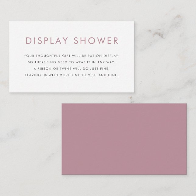 Mauve Minimalist Typography Display Shower Enclosure Card (Front/Back)