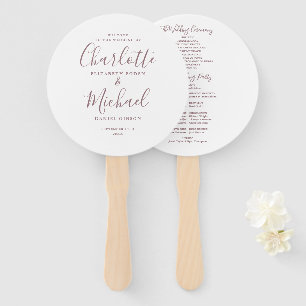 Mauve Minimalist Wedding Program Hand Fan