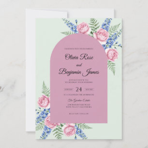 Mauve Mint Fern Wedding Invitation