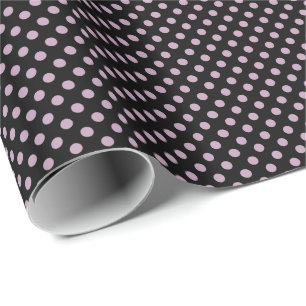 Mauve Mist Polka Dots on Black Wrapping Paper
