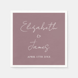 Mauve Modern Minimalist Script Wedding Napkin