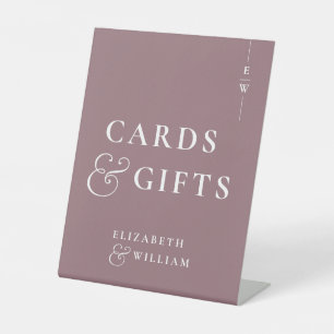 Mauve Modern Monogram Cards And Gifts Pedestal Sign