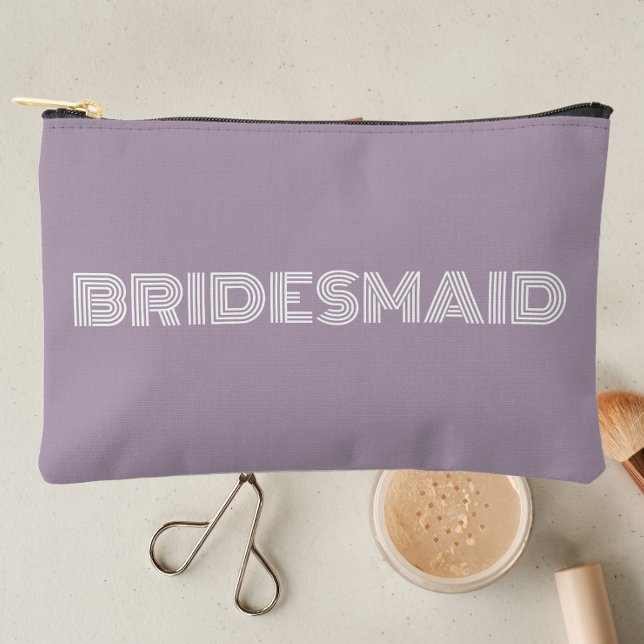Mauve Modern Typography Bridesmaid Accessory Pouch (In Situ Makeup)