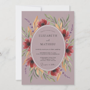 Mauve Moody Autumnal Wedding Invitation