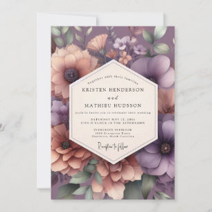 Mauve Moody Bloom Wedding Invitation
