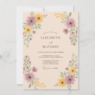 Mauve Muted Autumnal Wedding Invitation