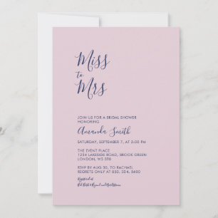 Mauve & Navy   Simple Minimal Bridal Shower Invitation