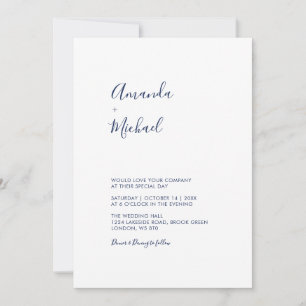 Mauve & Navy   Simple Minimal Wedding Invitation