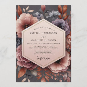 Mauve Nocturnal Bloom Wedding Invitation