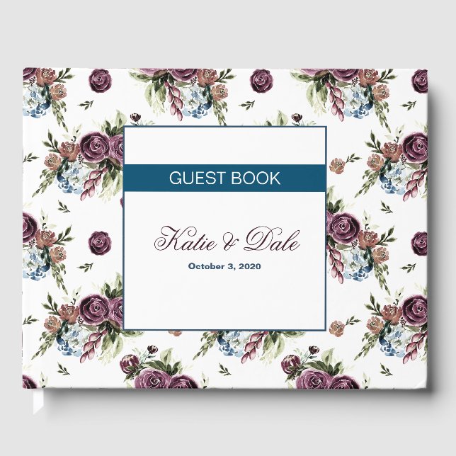 Mauve & Olive Customisable Guest Book (Front)