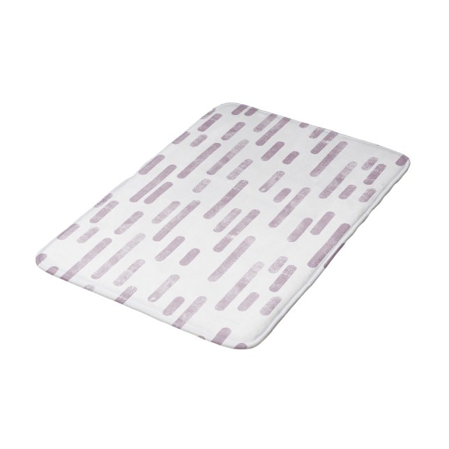 Mauve on White Rounded Lines Pattern Bath Mat (Angled)