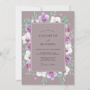 Mauve Orchid Wreath Wedding Invitation