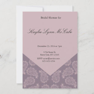 Mauve Paisley Bridal Shower Invitation