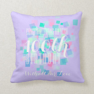 Mauve Pastel Colours 100th Birthday Custom Pillow